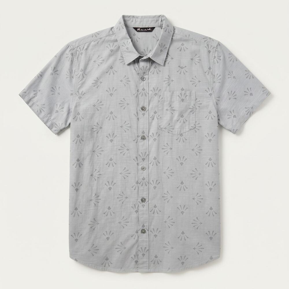 Travis Mathew Mens XL Preppy Coastal Resortwear Geometric Pocket Button-Up Shirt
